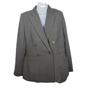 Madewell Plus Rosedale Blazer Crepe Black Double Breasted Tailored Jacket Sz 4